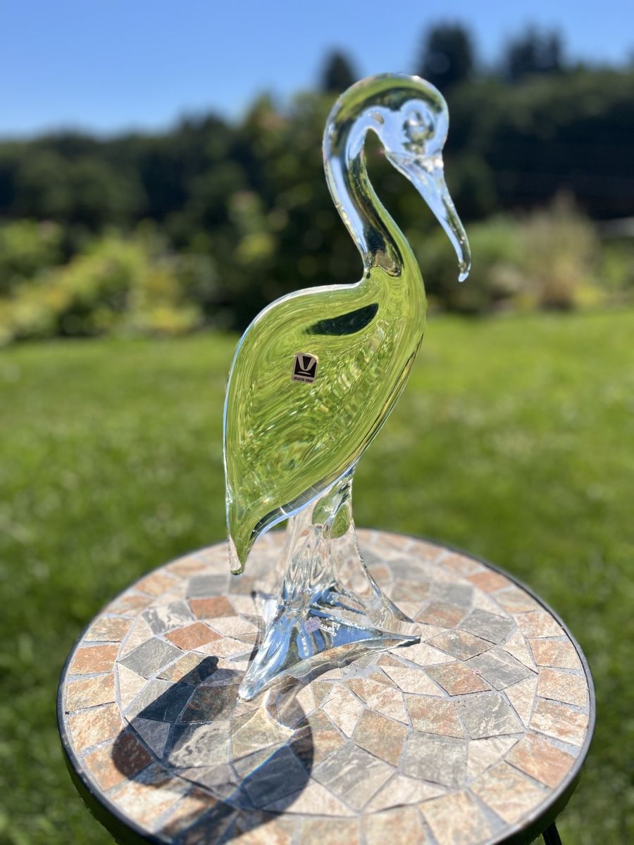Statuette: Glaskunst Vogel Stehend mit Etikett ca. 23 cm Höhe – Usato da Heimenhausen venduto da Bufnof 2