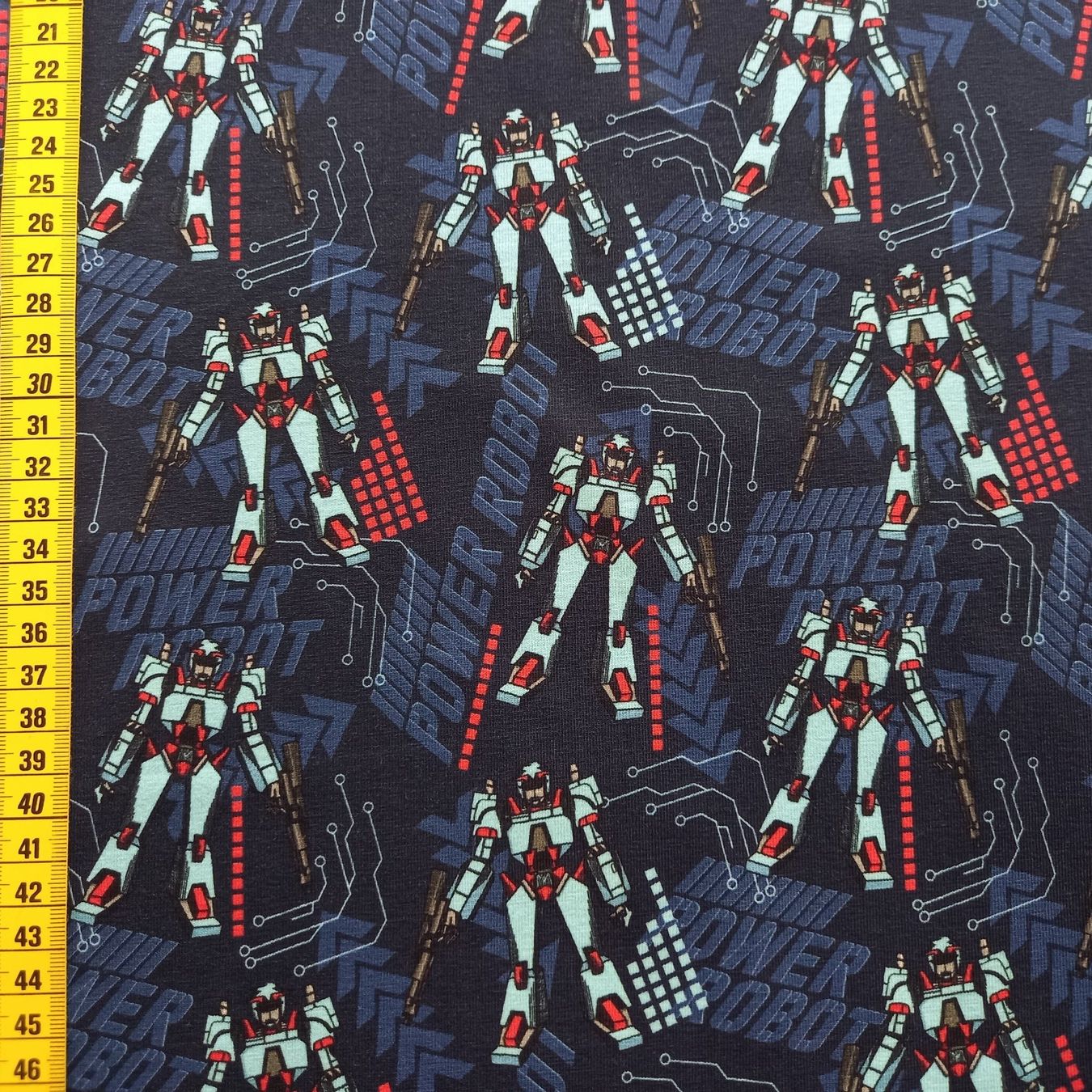 Stoffe: Jersey Roboter dunkelblau – Neu und originalverpackt aus Winterthur von Kimbana 1