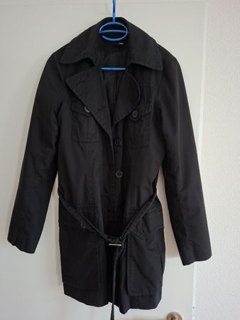 H&M Damen Mantel schwarz mit Gürtel guter Zustand, 