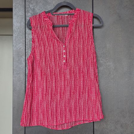 🐸 NILE BLUSE ÄRMELLOS / TOP L VISKOSE ROT WEISS