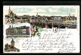 Litho Basel, Marktplatz, St. Johann-Thor