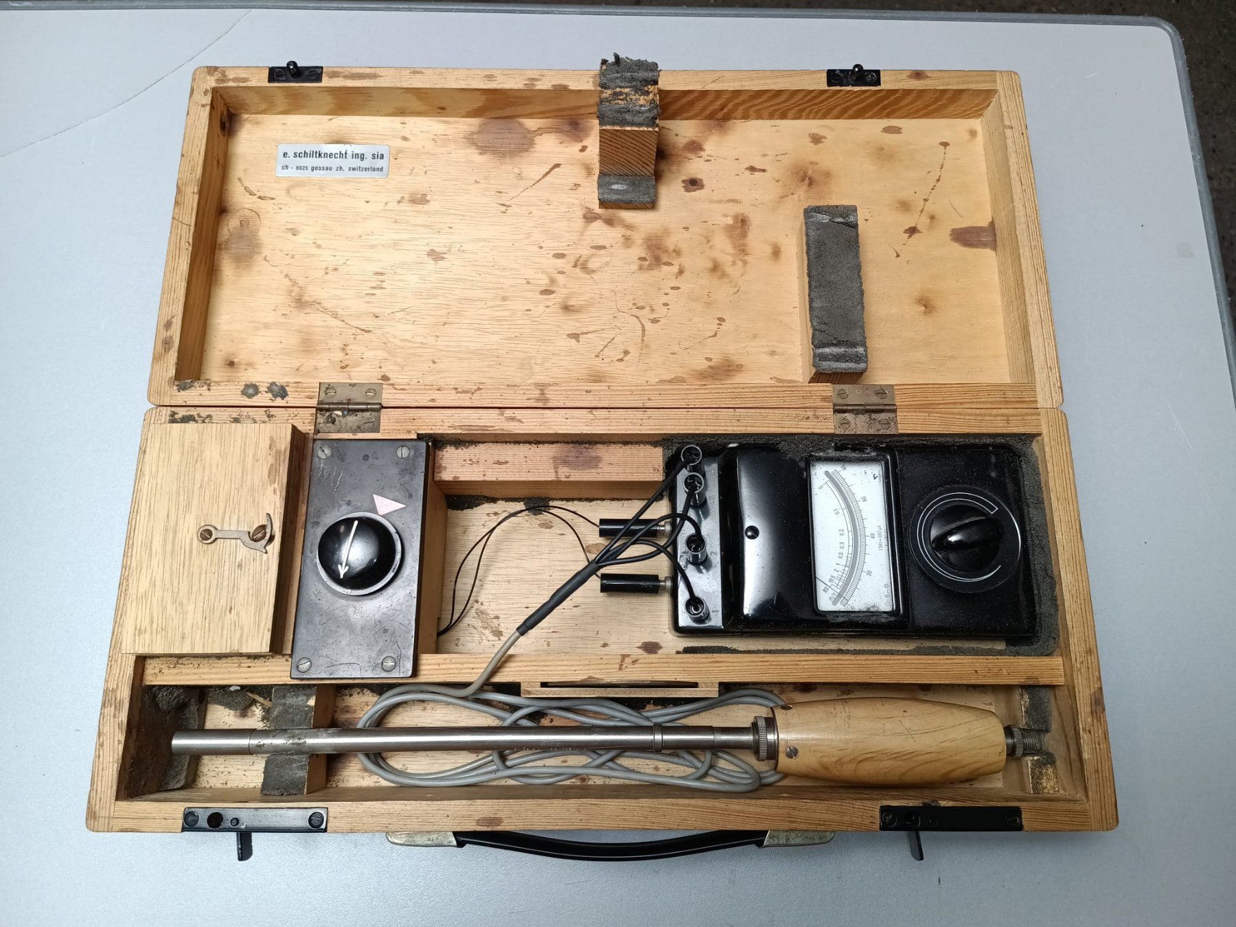 Misurare: Antikes Widerstands-Anemometer in originaler Holzbox – Usato da Jona venduto da Gamabunt