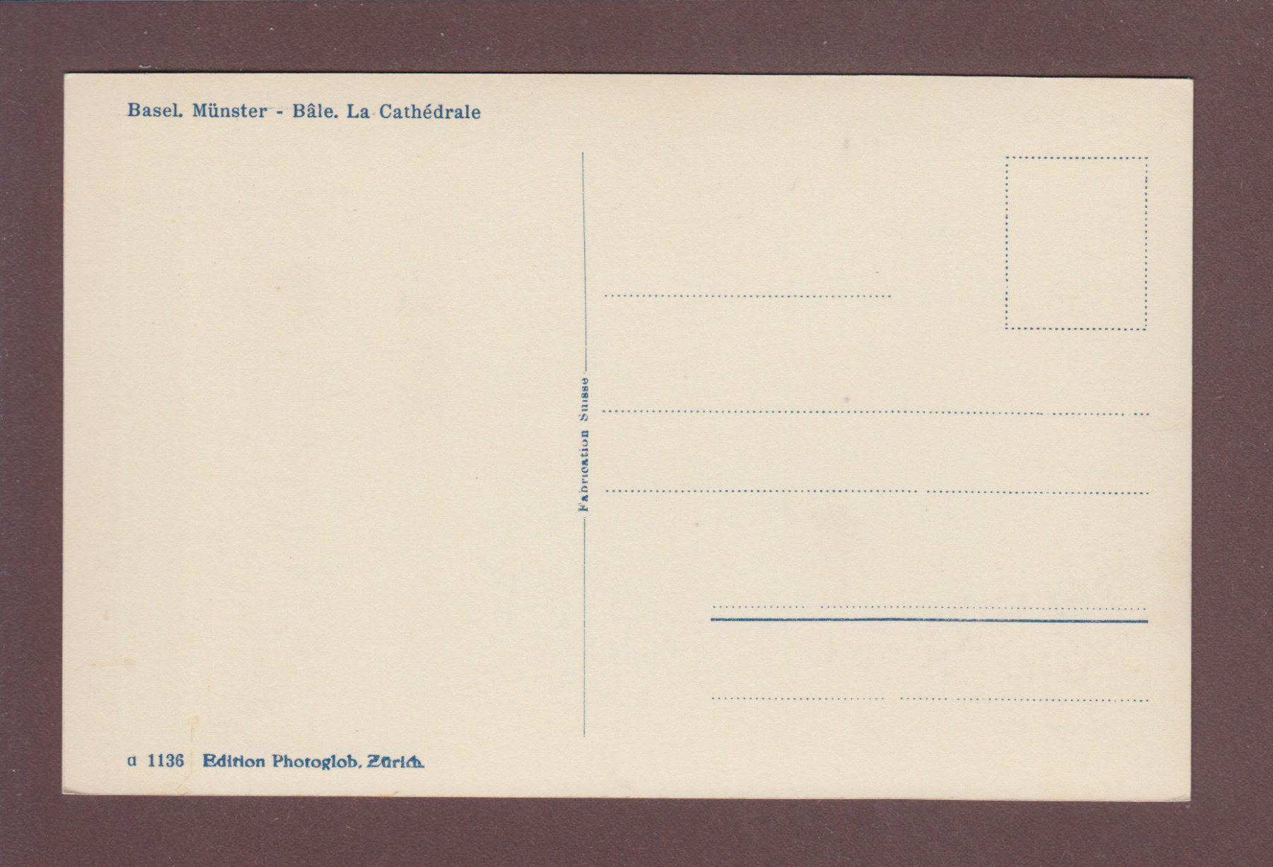 Cartoline postali: BASEL - Münster - Orgel – Usato da Pully venduto da nicecards 1