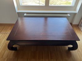 Couchtisch im asiatischen Stil aus dunklem Holz, gebraucht
