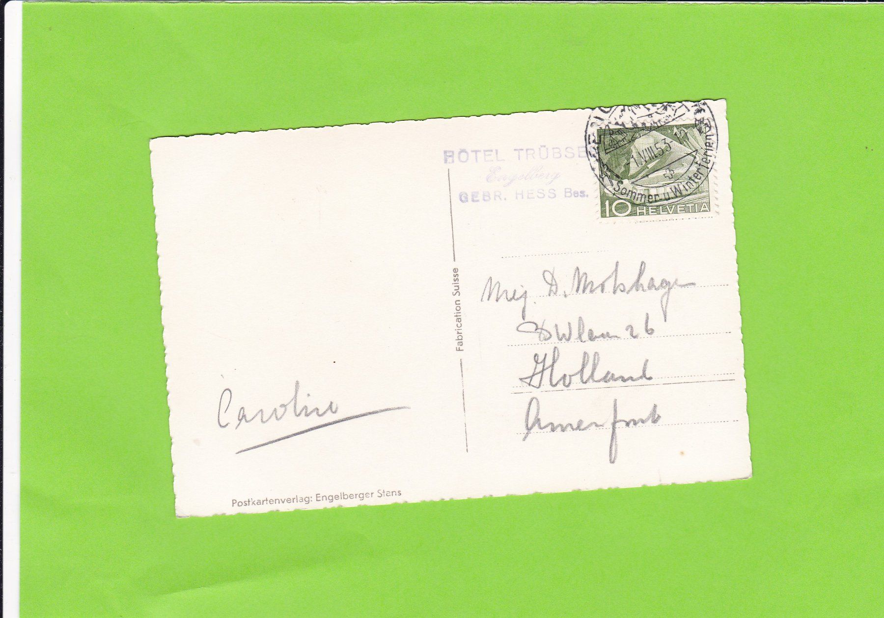 Cartoline postali: Engelberg-Trübsee – Usato da St. Peterzell venduto da neckertal 1