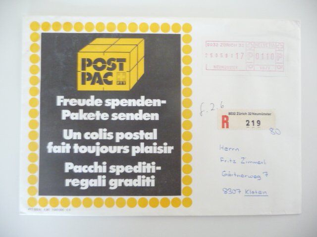 Alle Briefmarken: 1981  FRAMA-Schaltergeräte  Sonderbeleg ET – Neu (gemäss Beschreibung) aus Kloten von zimboida