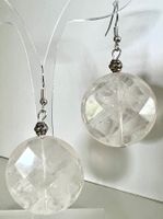 6CM BERGKRISTALL SILBER OHRHÄNGER -NEU - FACETTIERT & UNIKAT