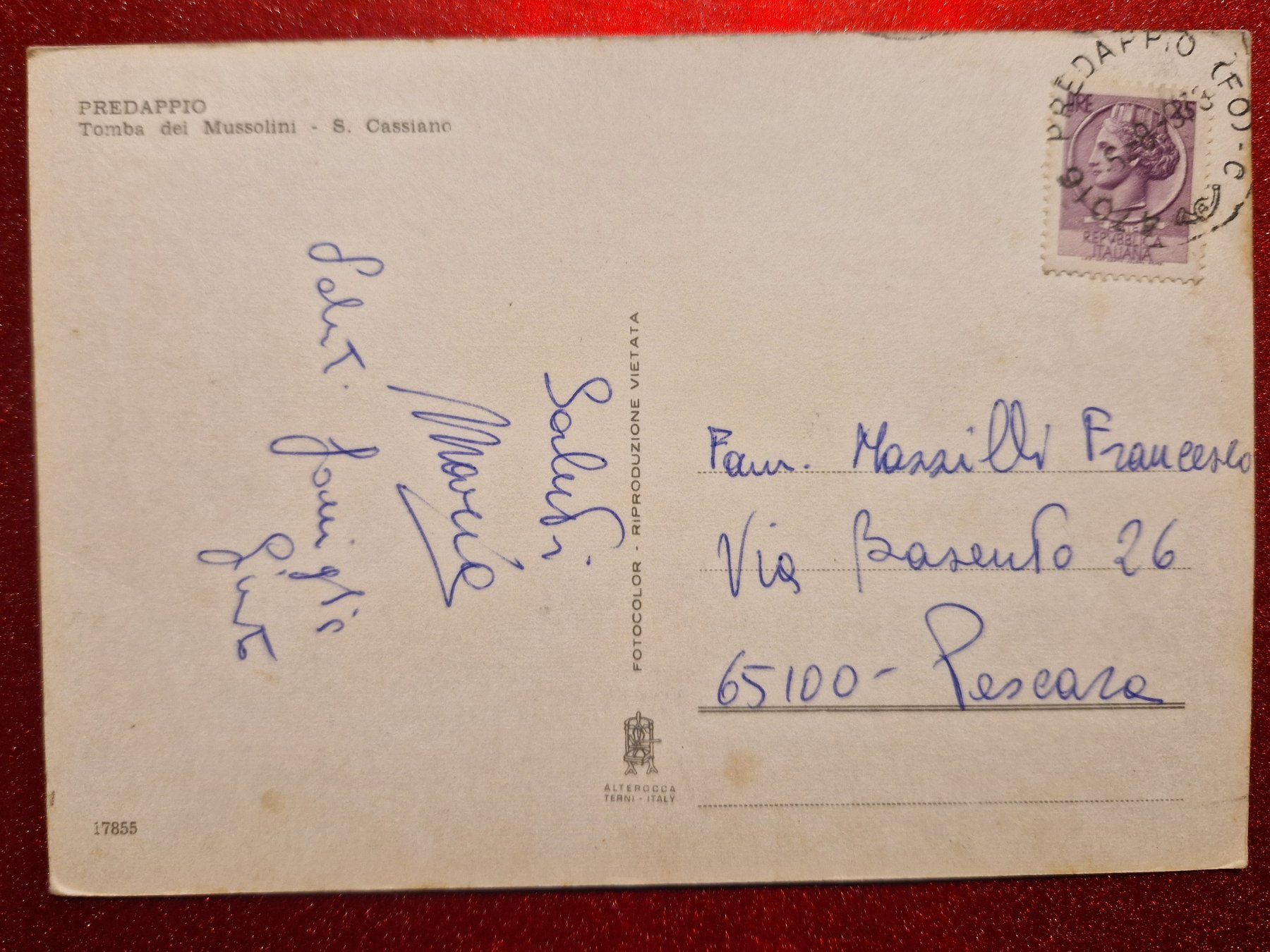 Ansichtskarten: Predappio, Mussolini Grab 1963 – Gebraucht aus Melchnau von Arthurius 1