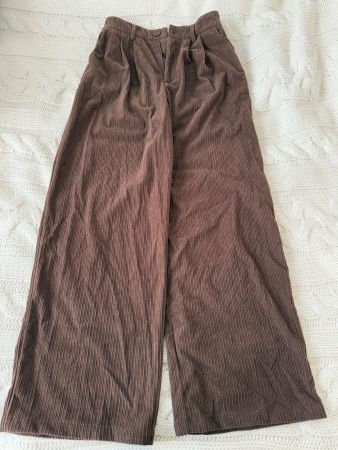 Wide leg braune Stoffhose