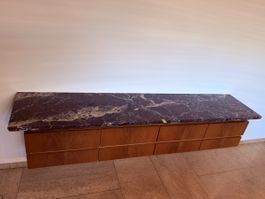 Schwebendes Mid-Century Design Lowboard Wand / Marmor XL