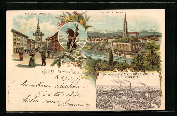 Cartoline postali: Litho Bern, Zeitglockenturm, Bär, Müns – Usato da Berlin venduto da bartko-reher