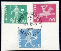 POSTGESCHICHTLICHE MOTIVE 3 MARKEN GESTEMPELT - CH337