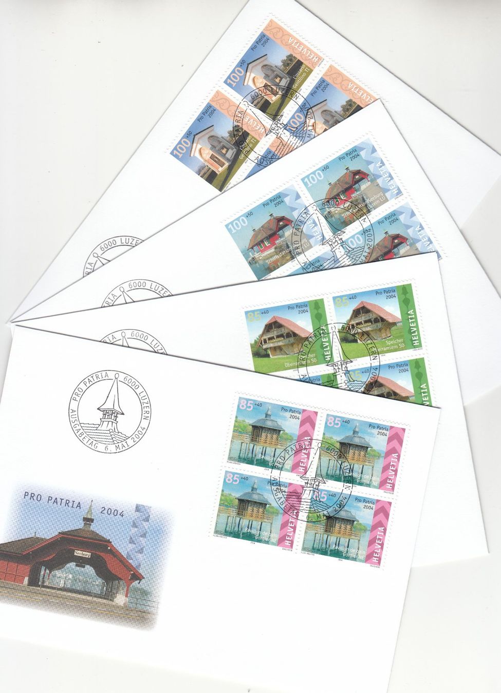 Alle Briefmarken: SBK B284 - B287 im 4er-Block mit ET – Gebraucht aus Bürglen TG von StampGraf