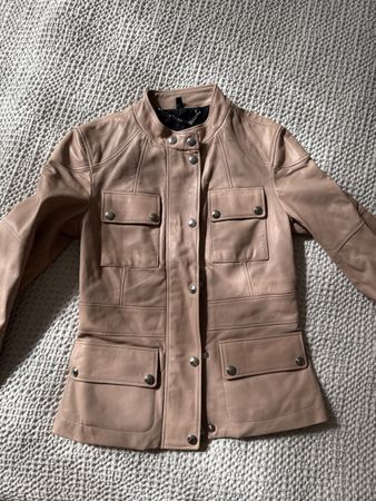 Stylish Ladies' Leather Jacket, Beige, Perfect for Spring