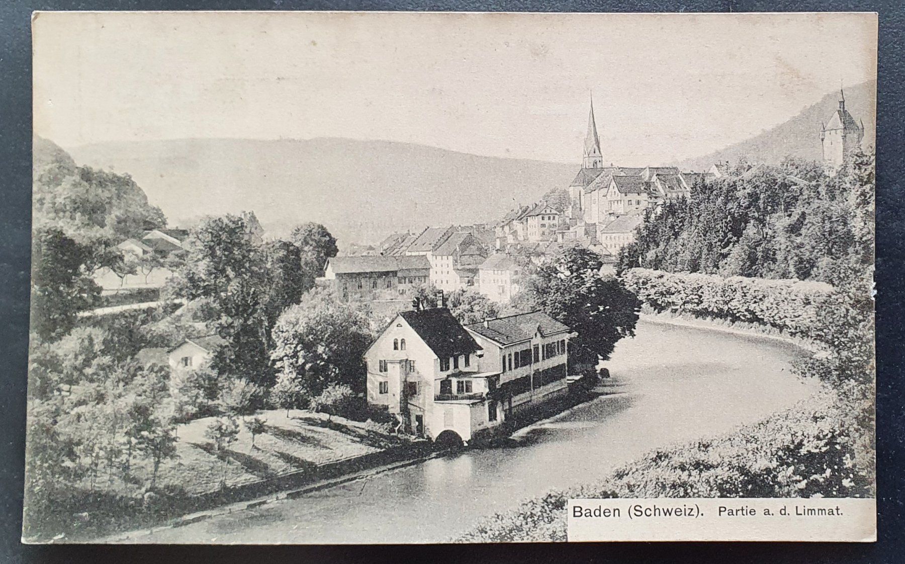 Cartoline postali: Baden 1908 - Partie an der Limmat – Usato da Kreuzlingen venduto da Rschweiz1