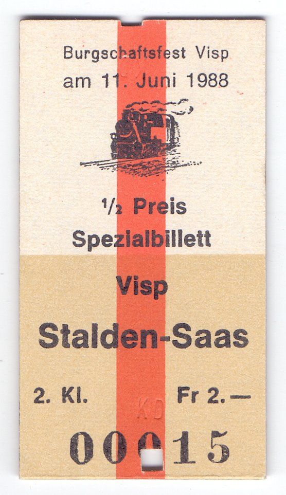 Biglietti: Billette Visp - Stalden-Saas 👀 – Usato da Langenthal venduto da Sammlungs_aus