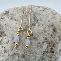 Kettenohrringe mit Chalzedone Silber 925 gelbvergoldet