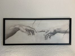 Grosses gerahmtes Wandbild "Die Erschaffung Adams" von IKEA