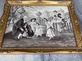 Seiden Bild mit schöner Rahmen 26x20cm