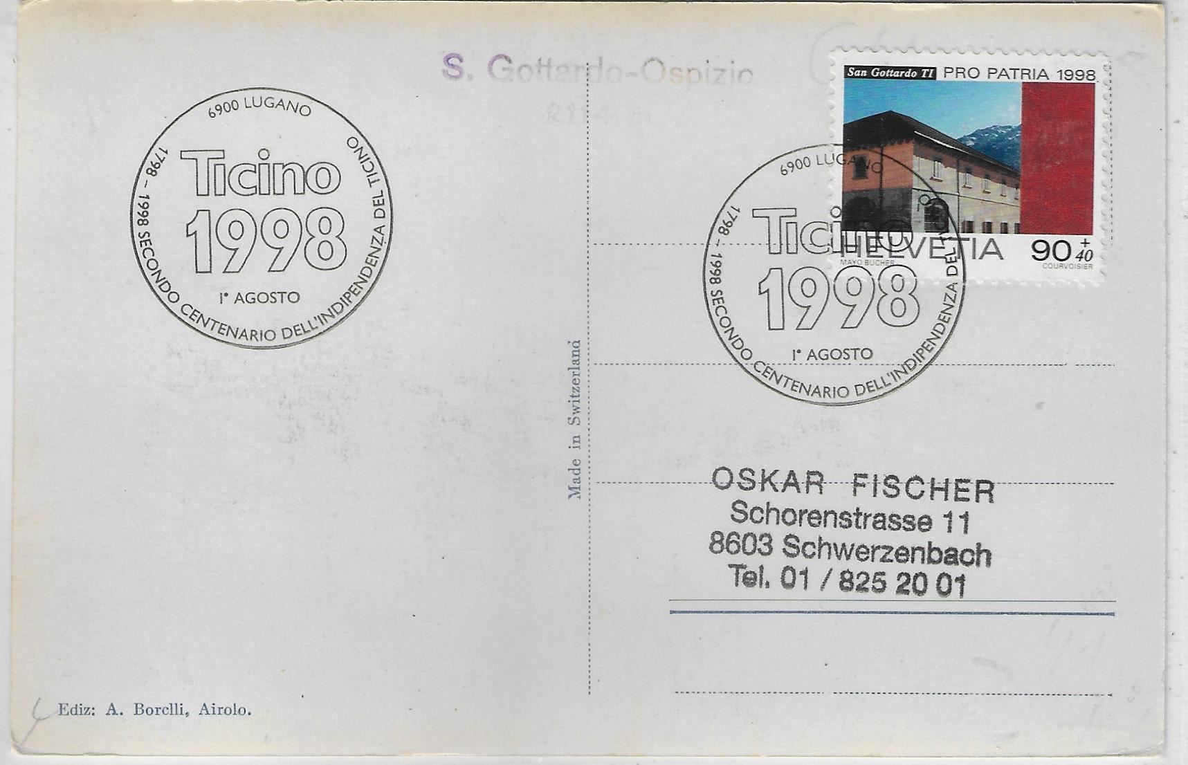 Cartoline postali: St. Gottardo - Hotel Mont Prosa – Usato da Ettingen venduto da Kartenplanet 1