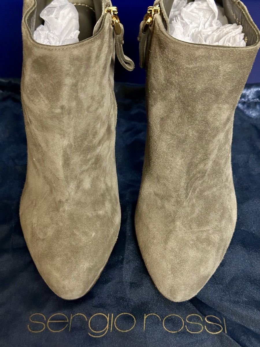 Sergio Rossi Scarpe da donna: Bottines hauts talons,Sergio Rossi,daim gris, taille 36.5. – Usato da Genève venduto da Tom6 3