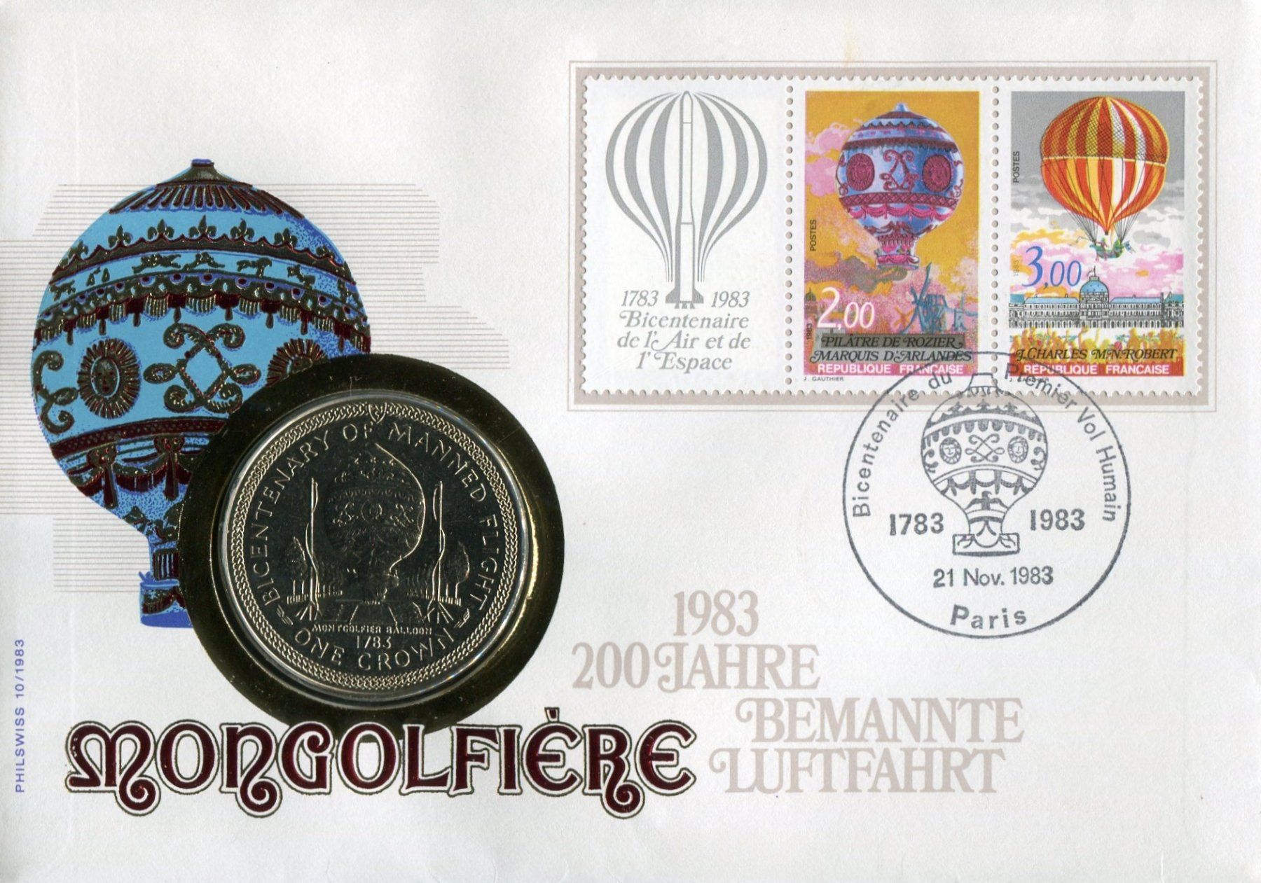 Tutti le monete: Numisbrief/Münzbrief  -  "Montgolfière" – Nuovo (secondo la descrizione) da Röthenbach i. E. venduto da Heureka5