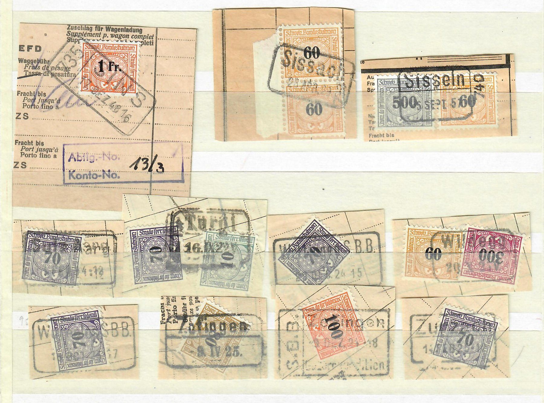 Tutti i francobolli: 1918: Eisenbahnmarken 42Stk. Brief abschnitte Vollstempel. – Nuovo (secondo la descrizione) da Endingen venduto da briefmarkenmeier57 5