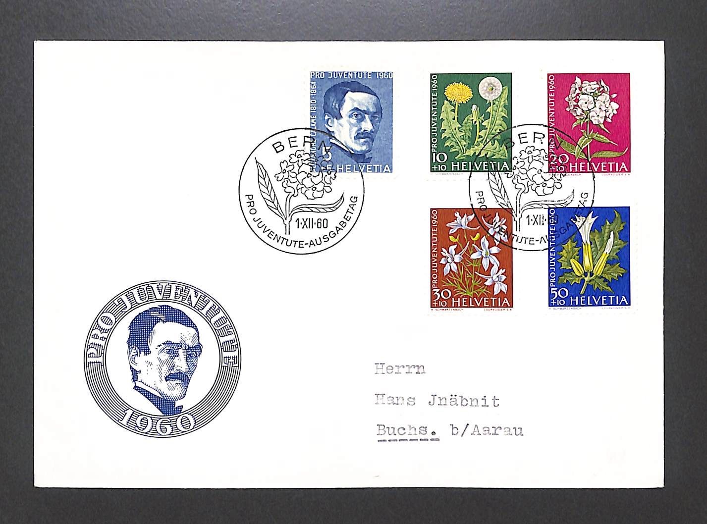 Alle Briefmarken: 1960 FDC Pro Juventute Ersttagsbrief illustriert – Gebraucht aus Zürich von Nobs1