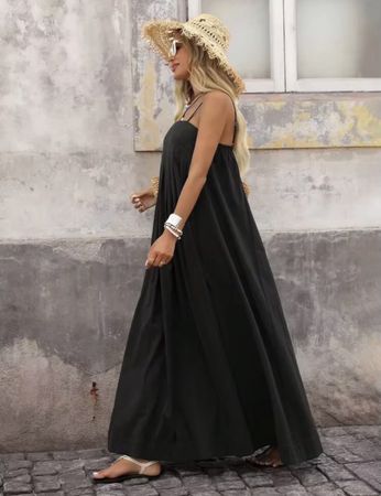 Maxi dress black,  100% cotton, NEW