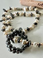 Echte Perlen & Hämatit - Edles Collier mit passendem Ring