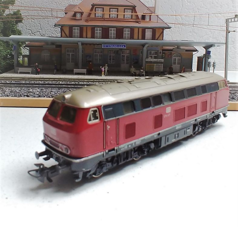 Locomotive Diesel Märklin Ho 3075 – DB 216 025-7, Rouge – Occasion, Boîte Défraîchie