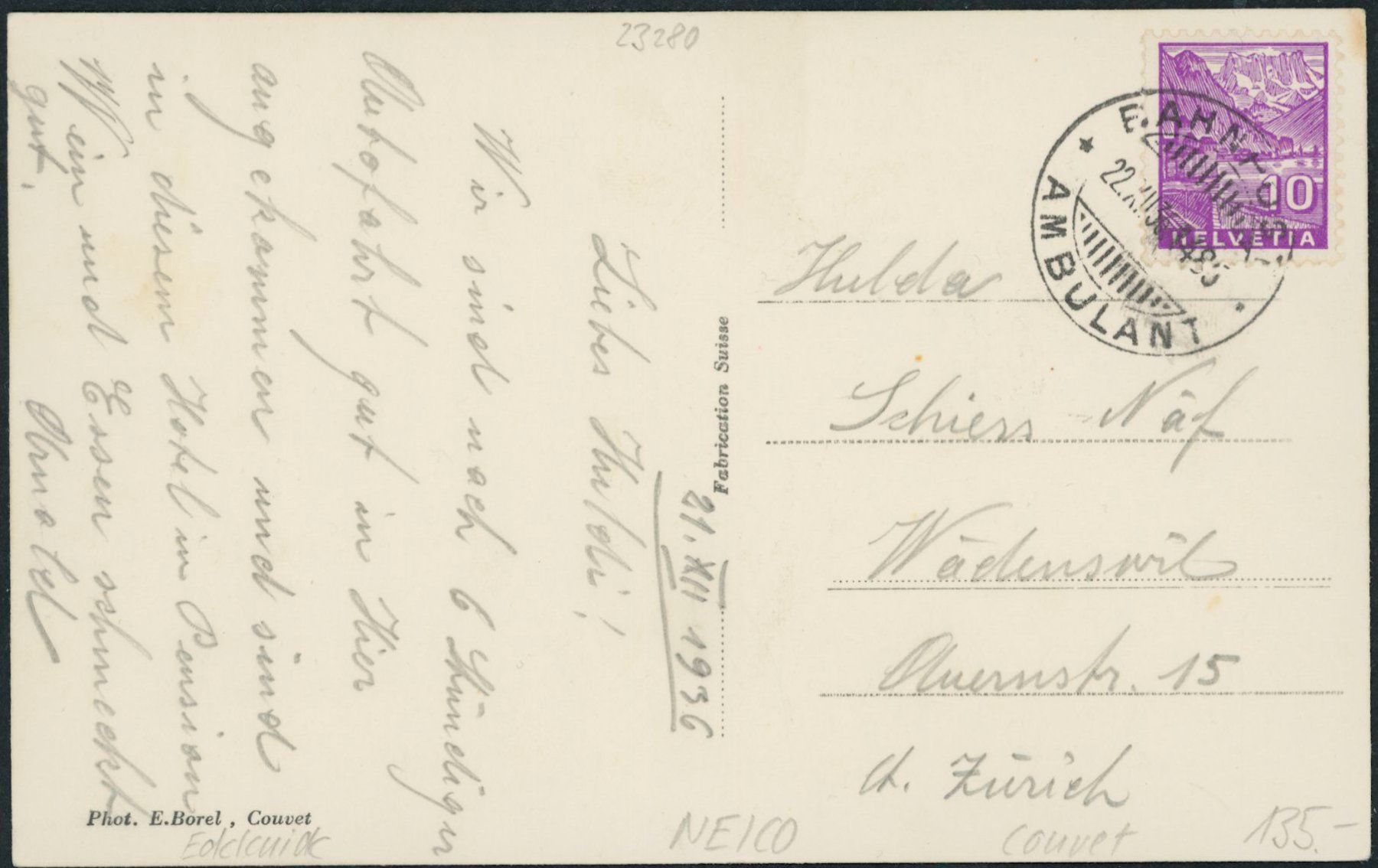 Cartes postales: NE Couvet – D'occasion à Schindellegi par leecollect 1