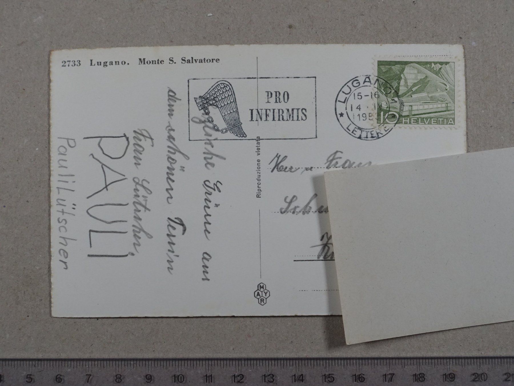 Cartoline postali: Lugano, 1950 – Usato da Lenzburg venduto da fh1 1