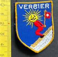 Verbier mit Sonne und Fahne , Aufnäher aus Stoff, Vintage