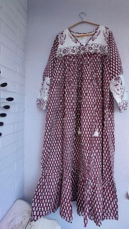 Maxi dress hand block print S/M L/XL size
