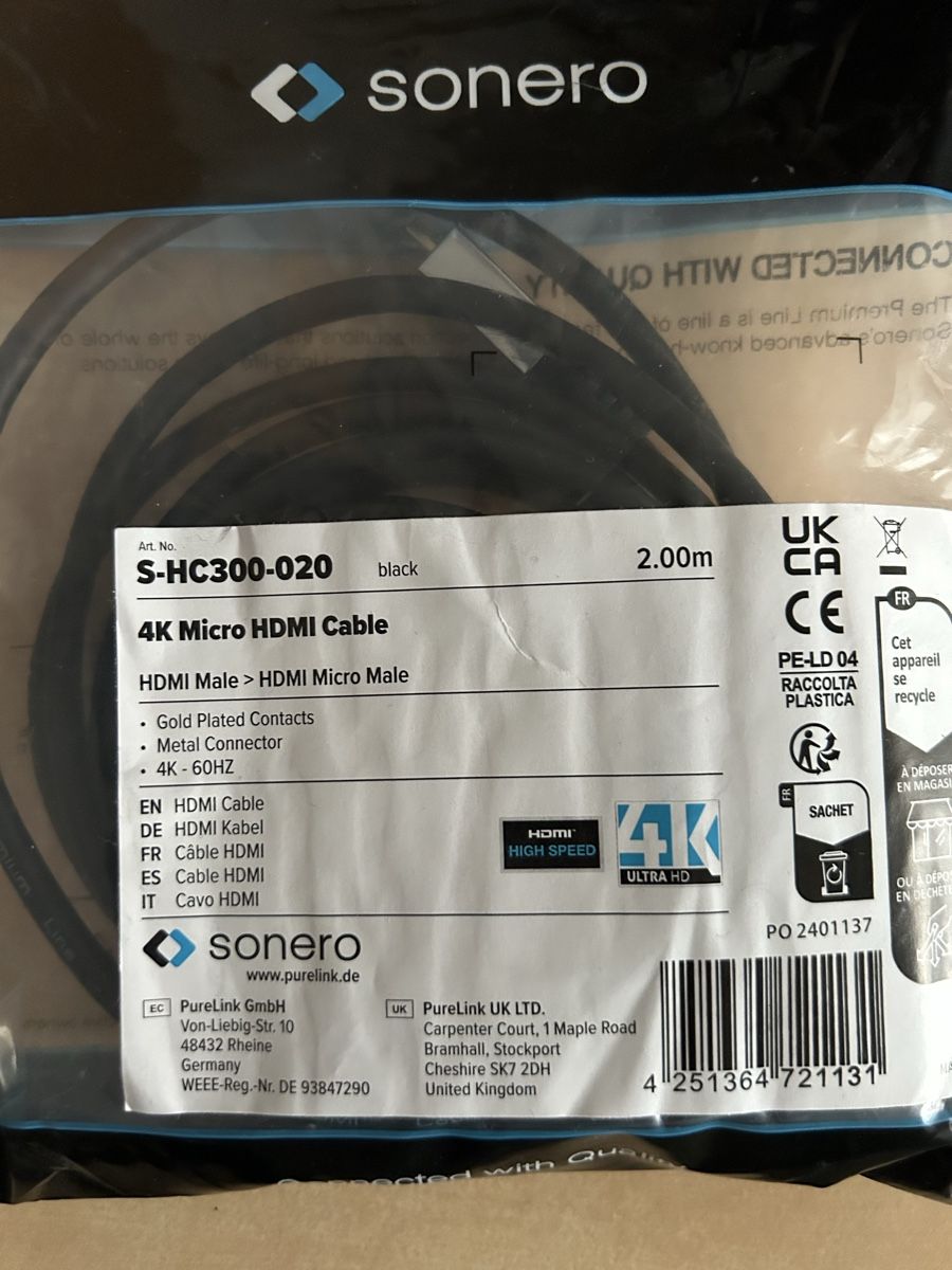 Cavi: Sonero Kabel Micro-HDMI (HDMI-D) - HDMI, 2m – Nuovo (secondo la descrizione) da Rümlang venduto da L.B.S 1