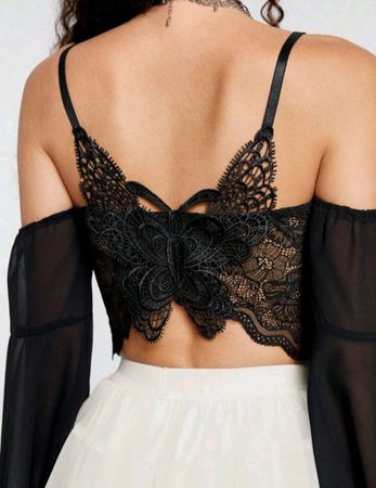 Gothic Bluse m. Schmetterling Gr M *neu*