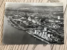 AK Basel Fliegeraufnahme Rheinhafen (1953)