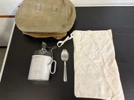 Armee Feldflasche Kochgeschirr mit Tasche gebraucht