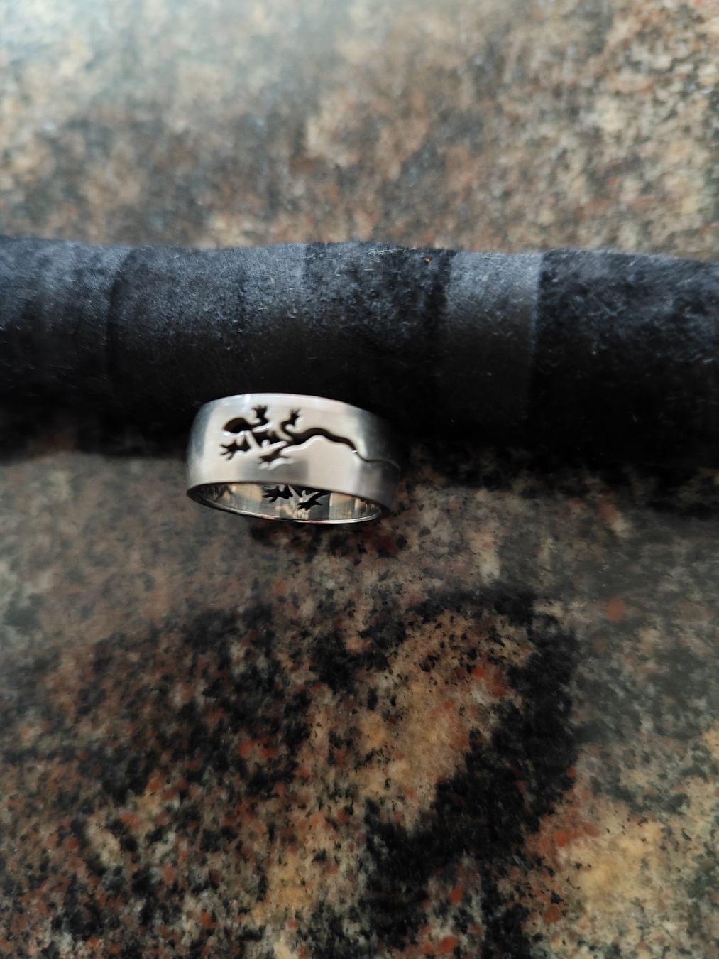 Anelli: Edelstahlring, mit Eidechsen Motiv, 8mm breit – Usato da Madiswil venduto da marmotte63 1