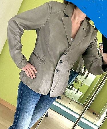 Lederblazer von Leonardo, Gr. 40, taupe, neuwertig