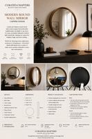 Round Copper Wall Mirror - Stylish Home Decor - Chic Look!