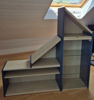Schrank/Regalkombination Ahorn/Blau