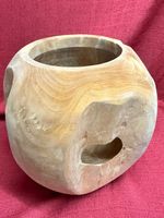 Dekofigur Holz Kübel Blumentopf Natur, Deko-Objekt, Unikat,