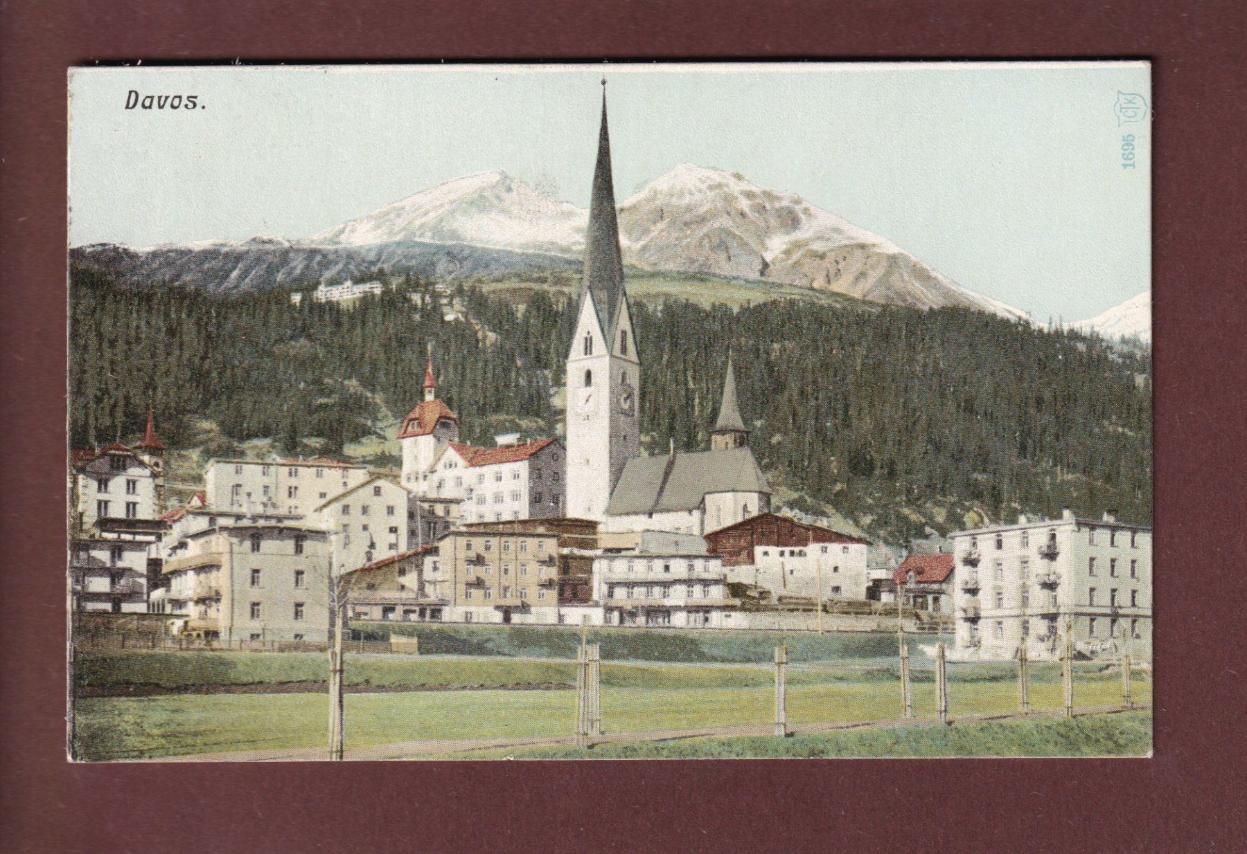 Cartoline postali: DAVOS - Kirche - 1918 – Usato da Pully venduto da nicecards