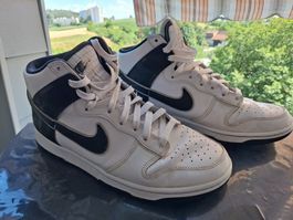 Nike Dunk High 43 Leder Weiss Schwarz