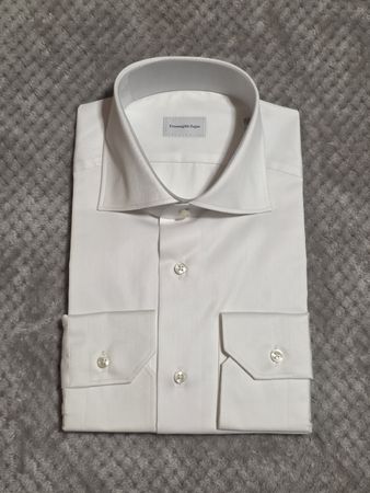 Ermenegildo Zegna Luxus Herrenhemd Weiss Twill - Gr. M / 40