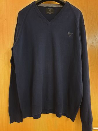 Pull Guess bleu marine, XL. bon état,  coton, viscose