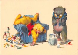 TOP AnsichtskarteN: 4x BÄREN - COMIC um 1950