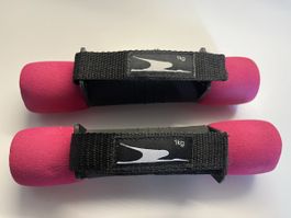 Hanteln, je 1kg, für Fitness, pink
